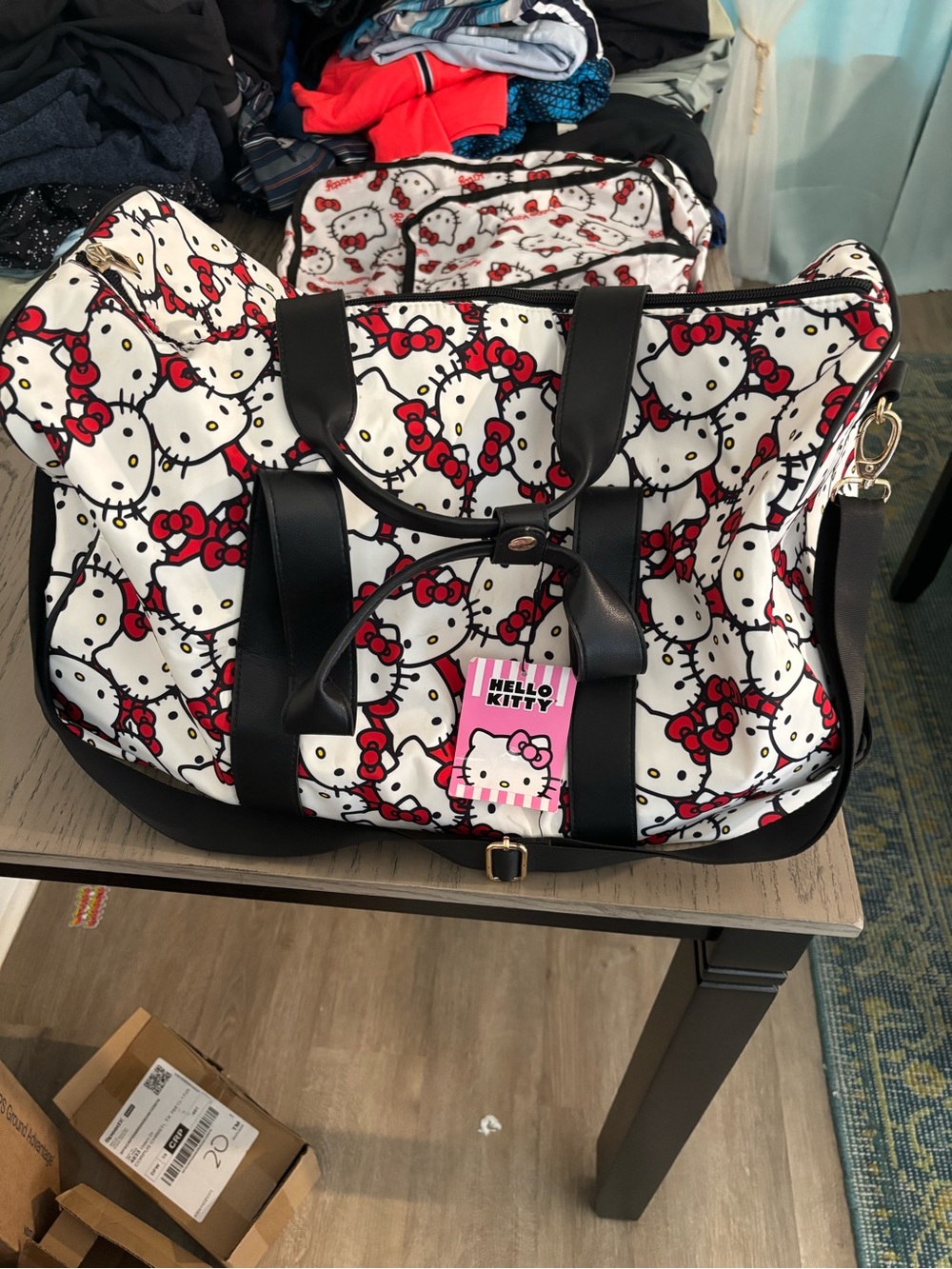 Hello Kitty Sanrio Fast Forward New York White & Red Travel Duffle w/wheels
